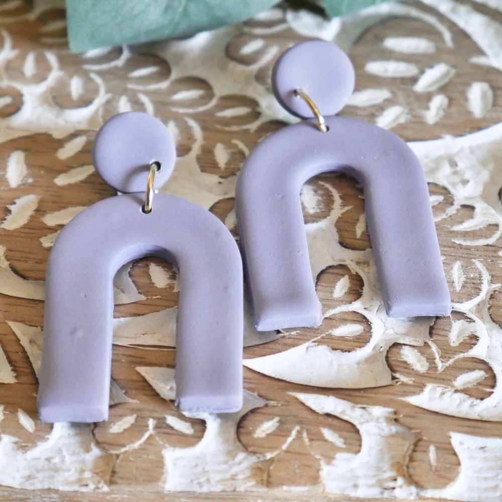 Bohemian Lavender Arch Clay Earrings